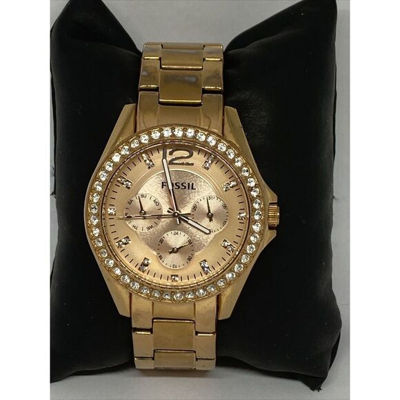 Fossil Riley ES2811 Women's Gold Stainless Steel Analog Dial Quartz Watch KL390 - Picture 1 of 12